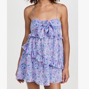For Love And Lemons Purple Debbie mini Floral Dress